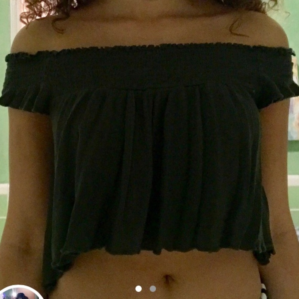 Olive Green off the shoulder crop top